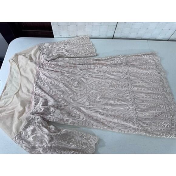 "LAUNDRY" Cream Lace Midi Dress SZ 10 Mesh Sunday Dress Wedding Formal Evening - Picture 4 of 9